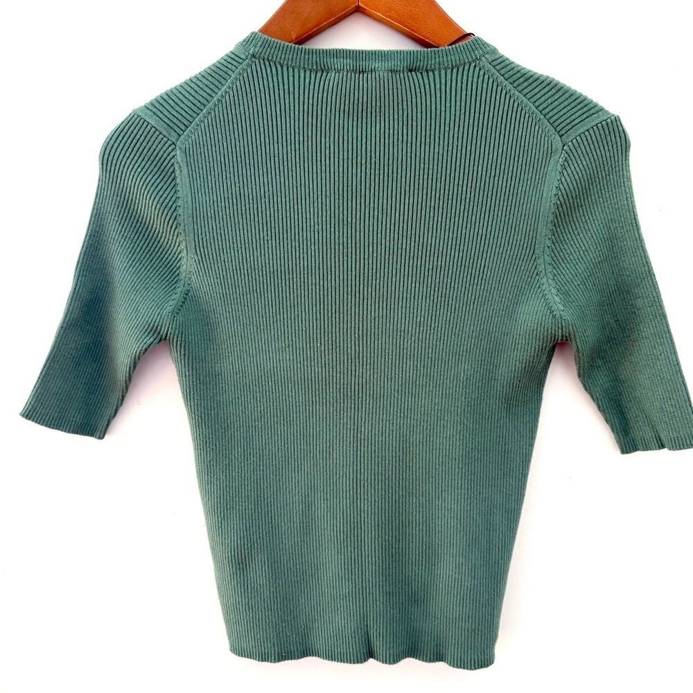 ZARA Women Ribbed Top Blouse Shirts ๐ pistachio green color Size S layer top - Picture 3 of 14
